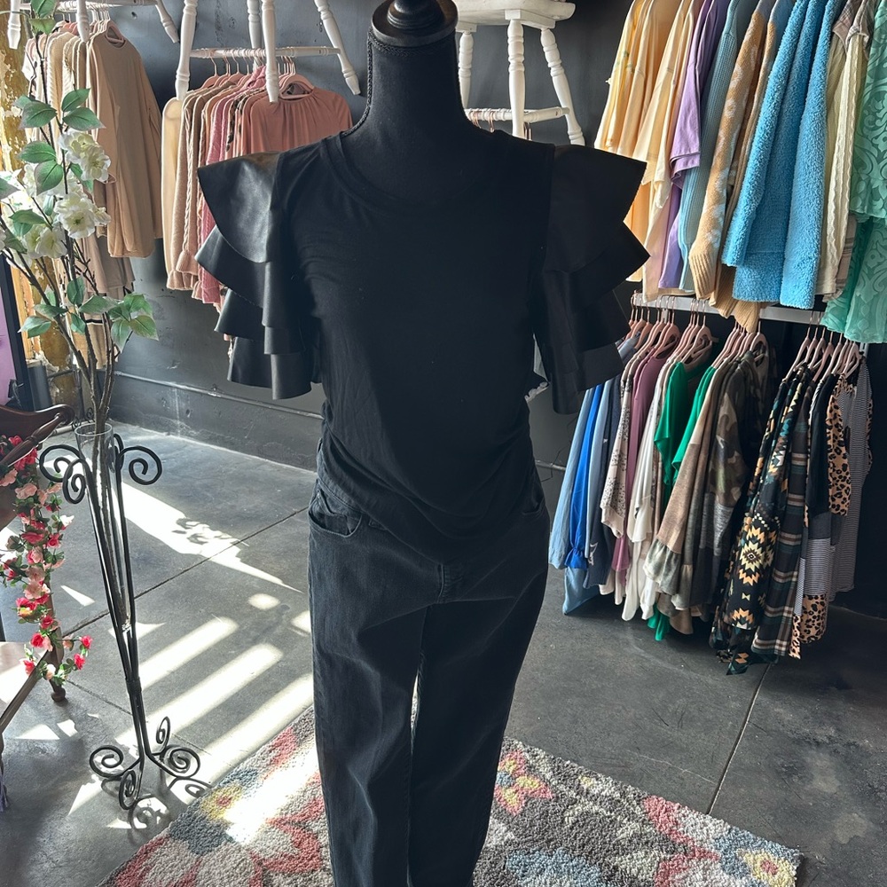 Black Long Sleeve Blouse with High Neckline